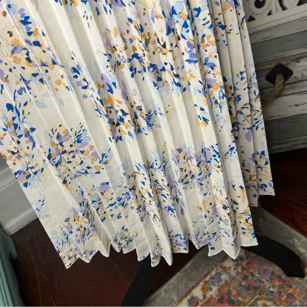 Vince Camuto Boho Pleated Floral Pull On Skirt Size XXL Wedidng Guest - Picture 5 of 11
